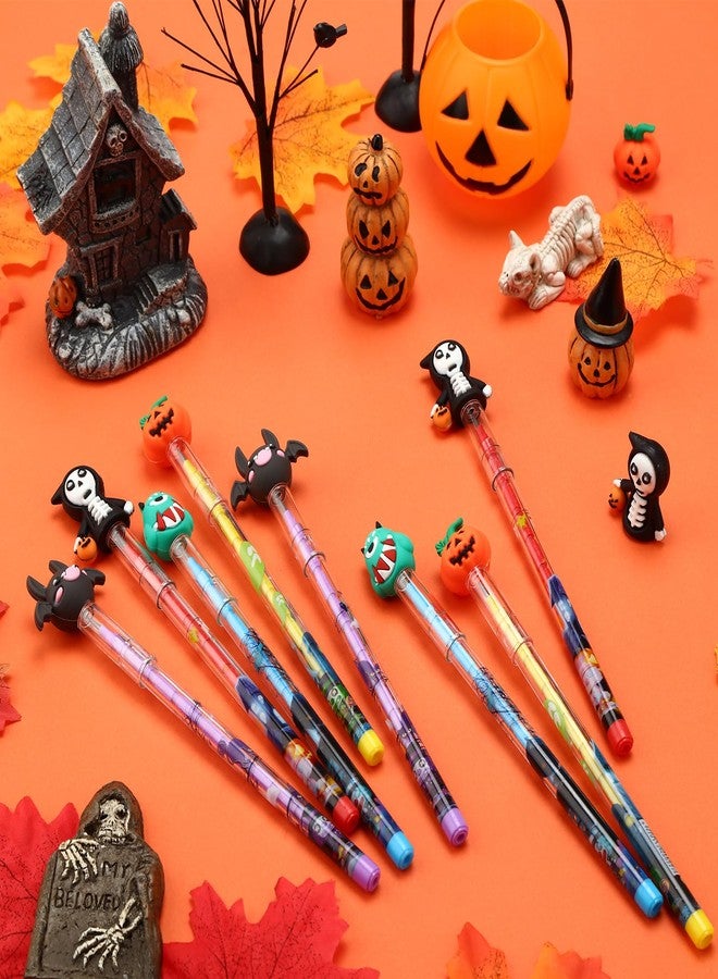 Qilery 24 Pcs Halloween Pencils Bulk with Top Eraser Stackable Pencils for Kids Pumpkin Bat Ghost Monster Non Sharpening Push Stationeries for Halloween Party Supplies School Students - Image 4